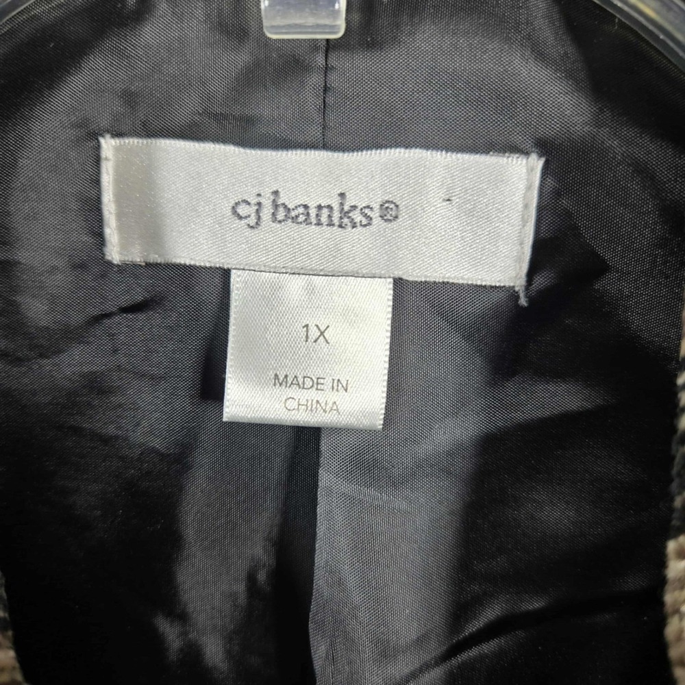 CJ Banks Vest Tan Brown Black Checkered Sleeveless - Womens 1X - Picture 2 of 6